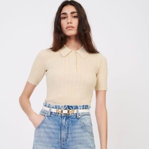 Maje Ribbed Polo Sweater Top
